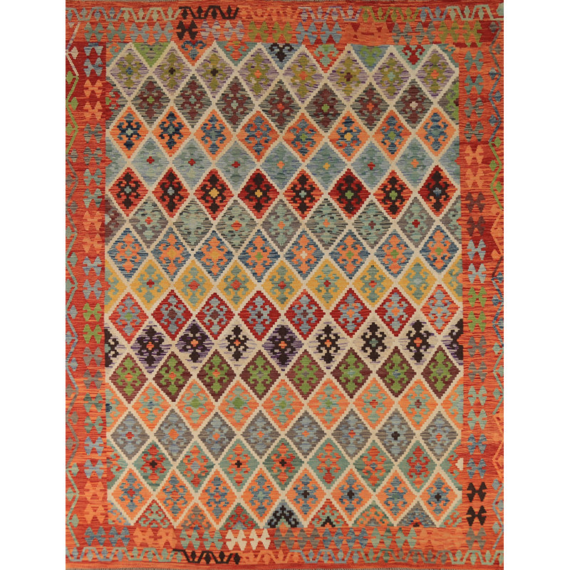 Tapis kilim en laine à tissage plat 8 x 10