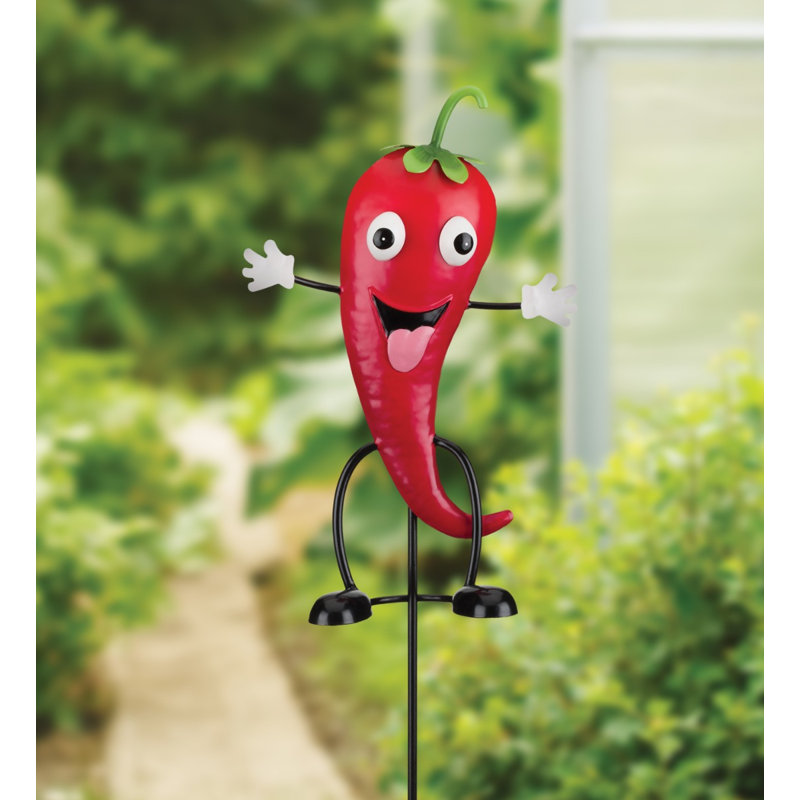 Poteau de jardin en métal Krylin avec détails peints à la main et finition résistante aux intempéries, Rouge piment