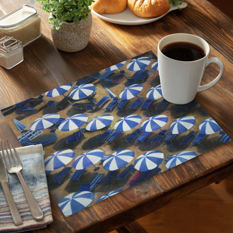 Beach Umbrellas Coastal Polyester Placemat | Home Decor