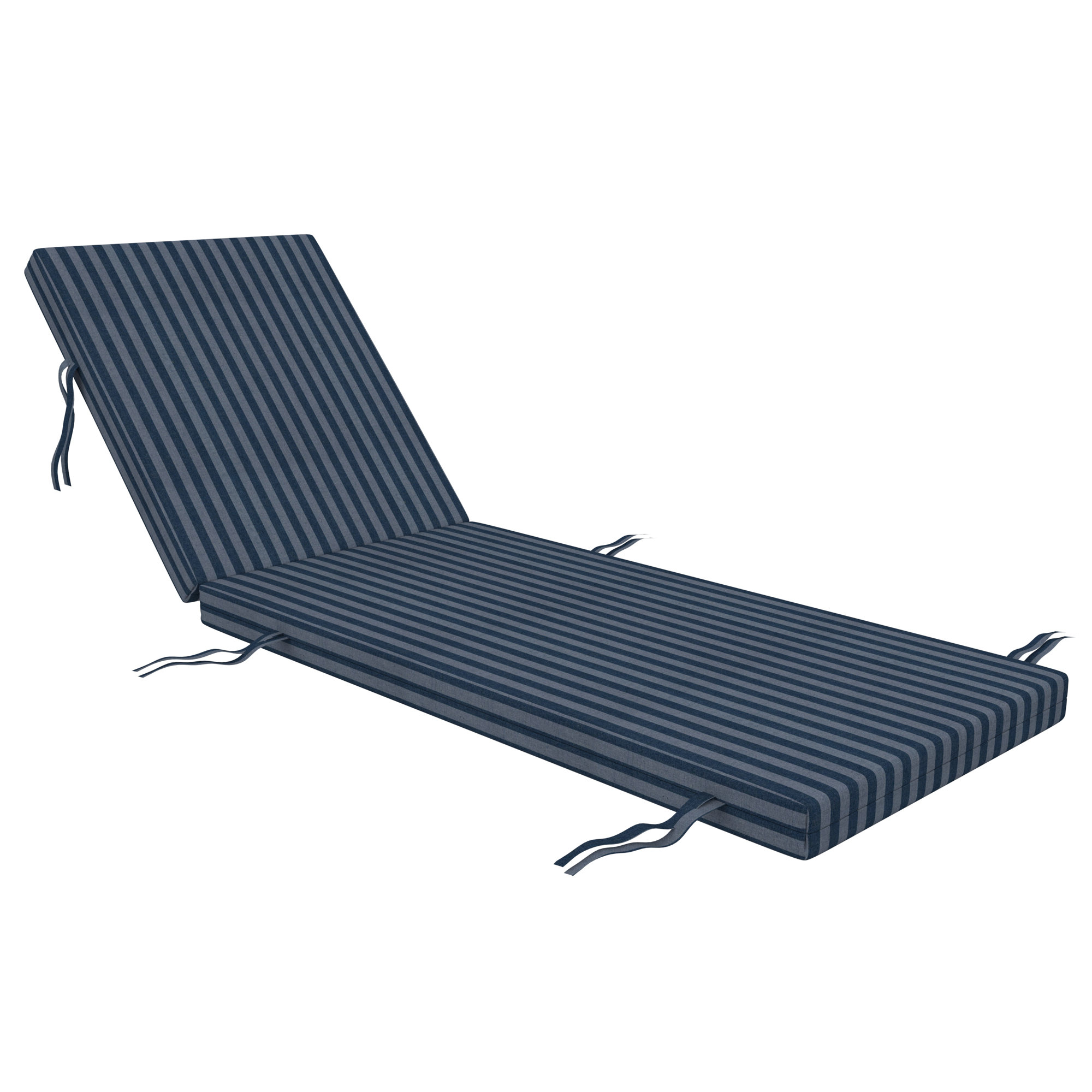 Kacy Sunbrella Outdoor Chaise Lounge Cushion, 25" W x 50" D, Sail Away Denim