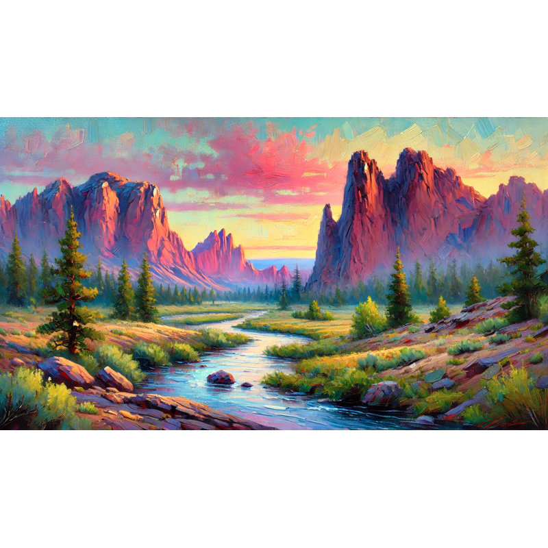 «Majestic Mountain Valley», art mural sur toile, H 24 po x l 42 po