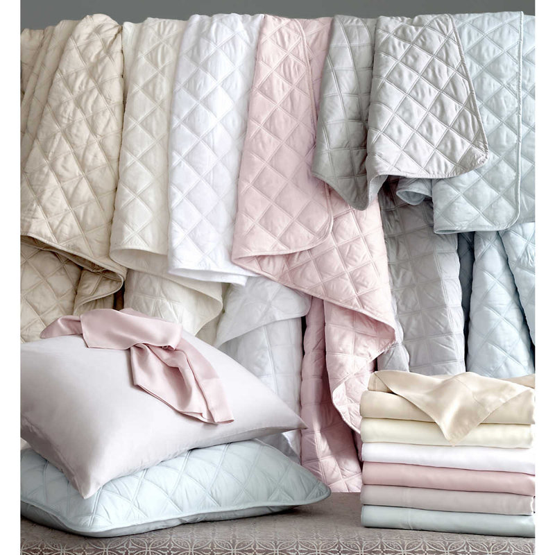 Quilted Silken Solid Coverlet, King Coverlet, White