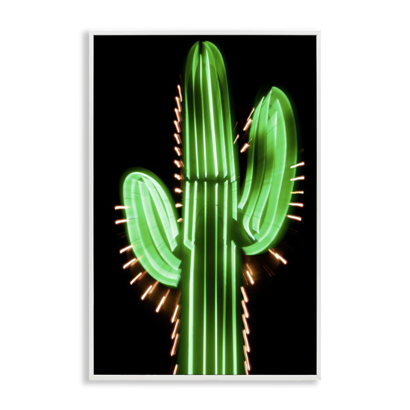 Cactus néon, art de la giclée par Danita Delimont, Estampe numérique encadrée blanc bord de mer, H 18 po x l 12 po