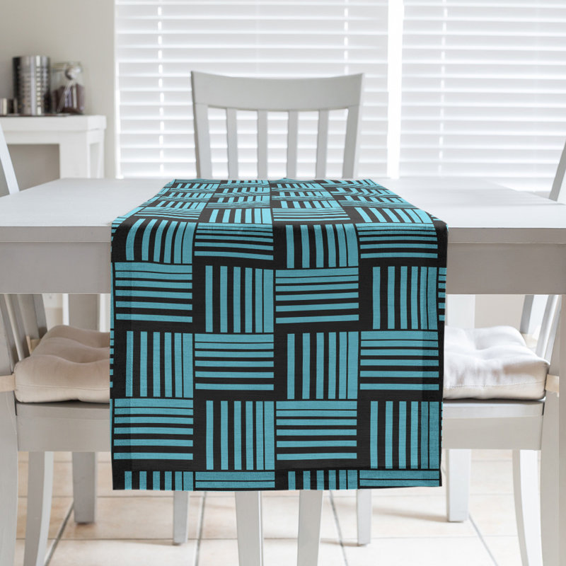 Fractured Stripes Table Runner, 16" x 90", Light Teal