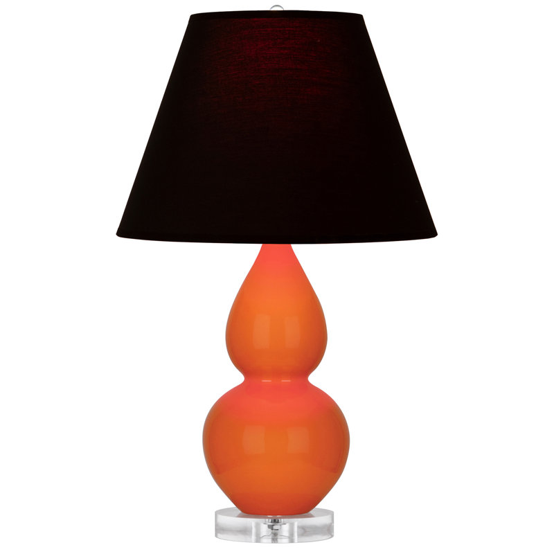 Small Double Gourd Accent Lamp - Sangria, Deep Patina Bronze - Lavender, Plum Shade, Gray, Lavender/Burgundy