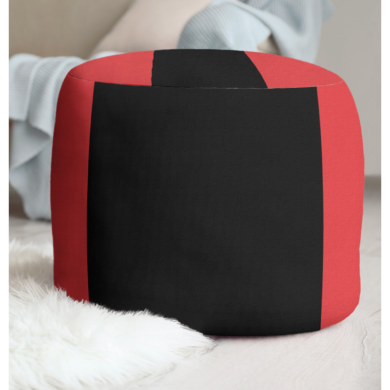 Repose-pieds cubique rond à rayures 20,5", Rouge / noir / rouge