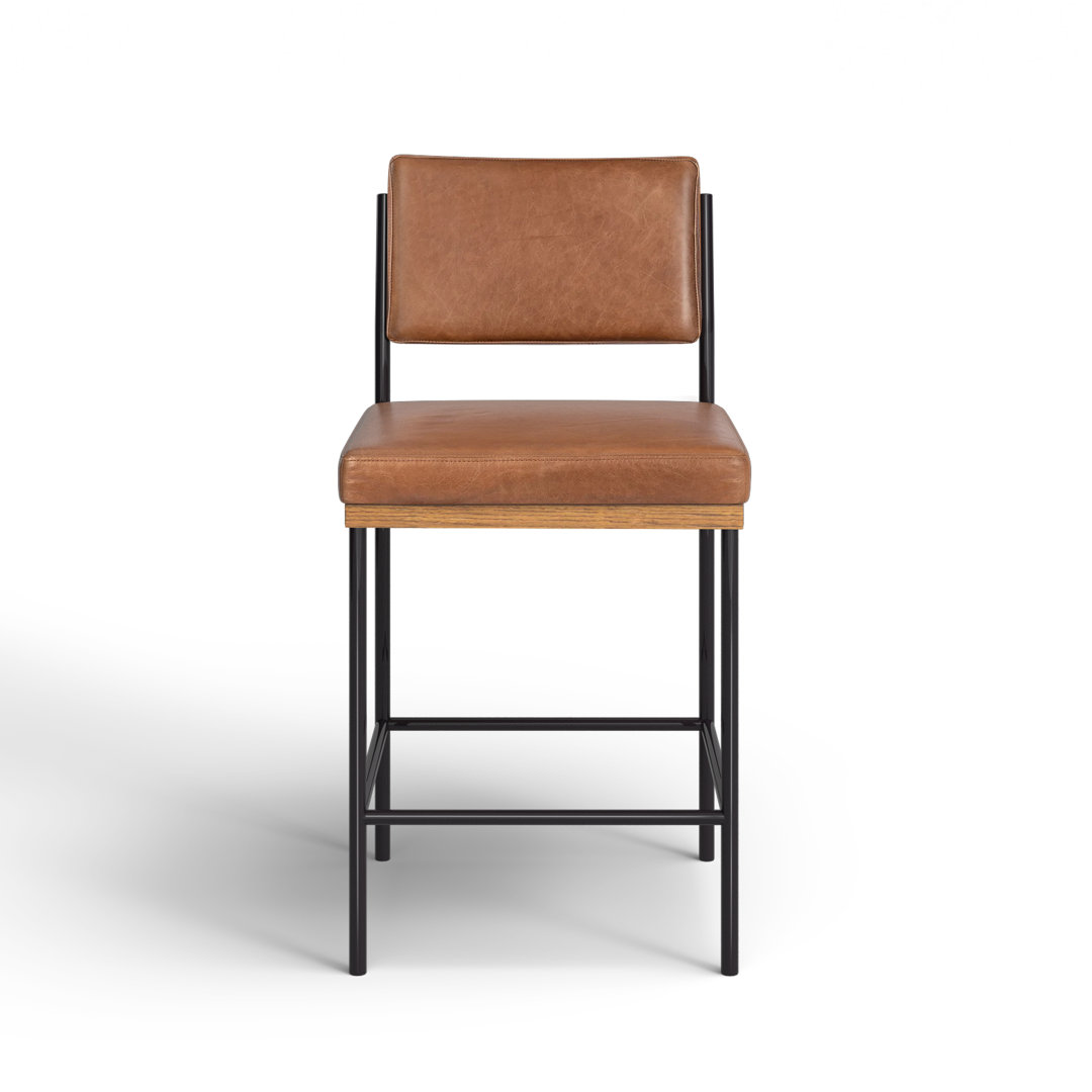 Popovich Upholstered Counter Stool with Metal Frame Birch Lane™ 