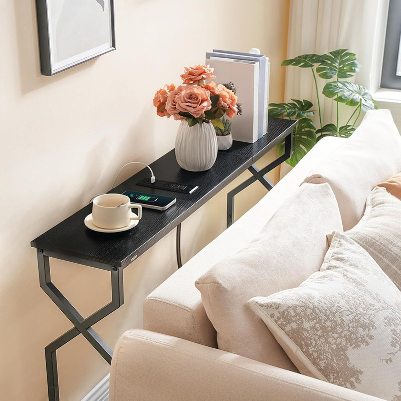 Console Sofa Table, 44.9" Entryway Table With Power Station, Nar...