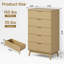 Commode 5 tiroirs l 27,5 "pour chambre à coucher, commode haute en bois cannelée H 47,2"-936431510
