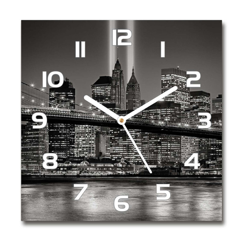 Glass Wall Clock, White/Black/Grey