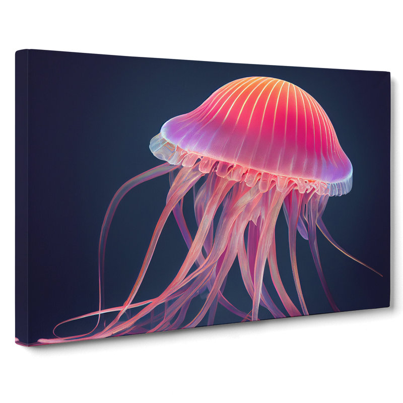 Jellyfish Art - Wrapped Canvas Print, 35cm H x 50cm W x 3cm D