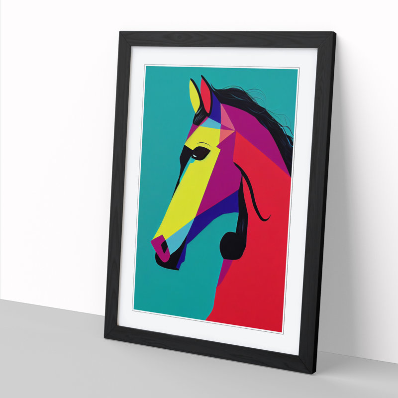 Lieneke Horse Painting Pop Art - Picture Frame Print, Black, 64cm H x 46cm W