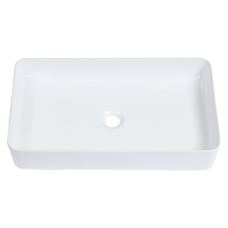 Modern 24"X14" Ceramic Rectangular Bathroom Sink - Vessel Type, Stain , For Multiple Places 24X14 White, Polished, Various Environments