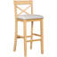 Ensemble repas avec 2 chaises de bar et table rectangulaire de 122 cm, idéal pour les petits espaces, couleur naturel et beige, structure robuste, repose-pieds pour un confort optimal