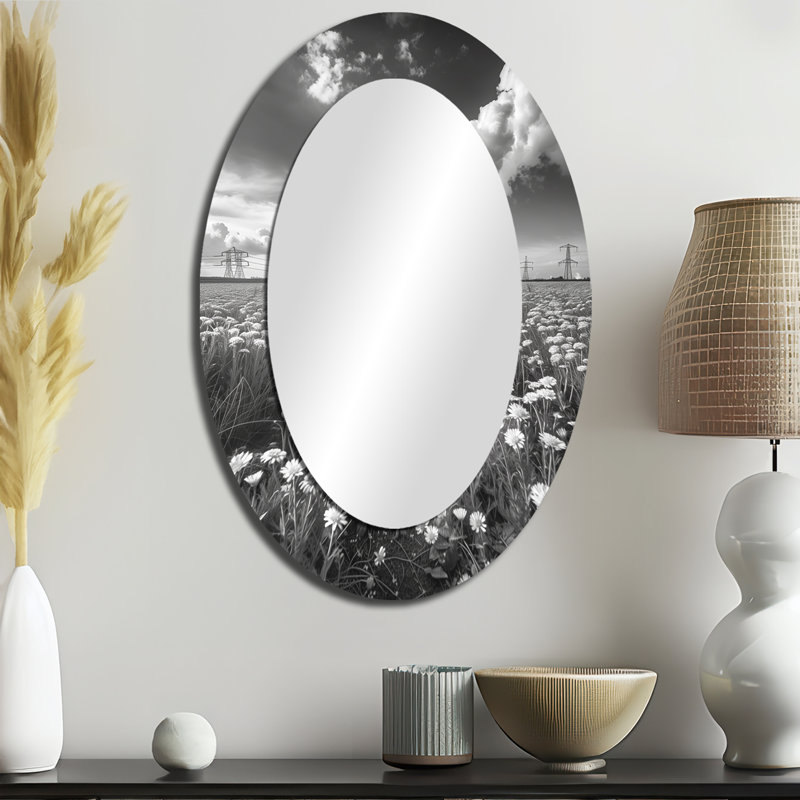 Miroir mural gris ovale gris, 36 po x 24 po