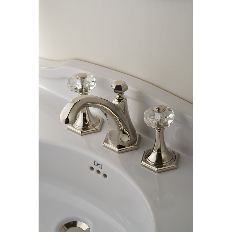 Gemstone Widespread Bathroom Faucet with Drain Assembly, Polished Nickel