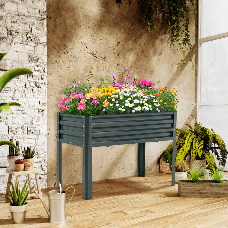 Lit de jardin surélevé avec pattes 46 po x 24 po x 32 po Souhail, Vert, 1