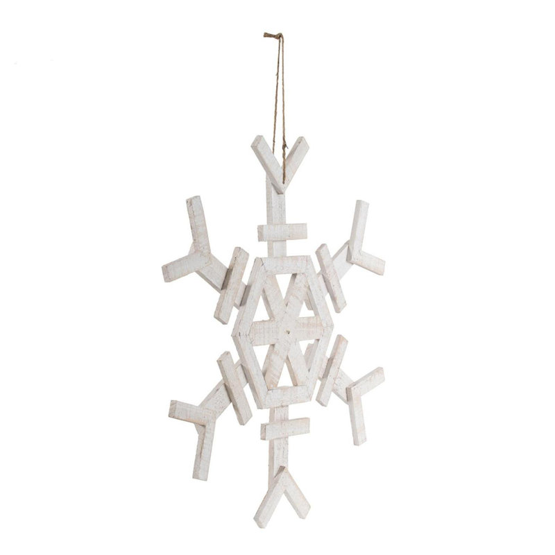 Wood Snowflake Ornament - White, 24" H x 24" W x 0.8" D