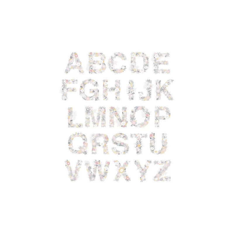 Floral Alphabet - Wrapped Canvas Print, 20.32 cm H x 30.48 cm W