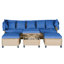 Ensemble de canapé de patio en résine tressée résistant aux rayons UV de 4 pièces avec auvent rétractable, coussins et table élévatrice Topmax-1429685662