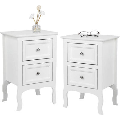 Ensemble de 2 tables de chevet blanches avec tiroirs