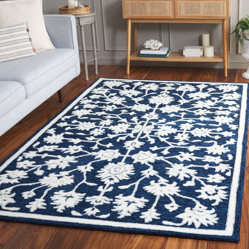 Ebony Hand Tufted Wool Pile Oriental Rug, Rectangle 5' x 8'