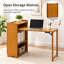 Bureau d'ordinateur pliant en bambou avec tablettes de rangement, bureau d'écriture pliable pour petits espaces, brun
