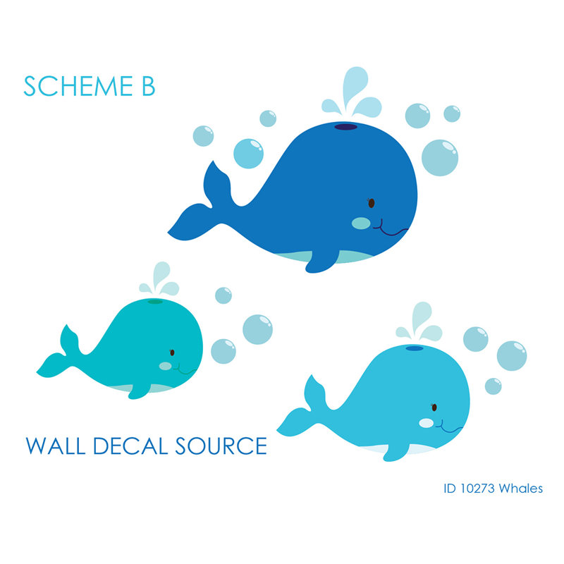 Décalcomanie murale baleine, mer et océan, Schéma B