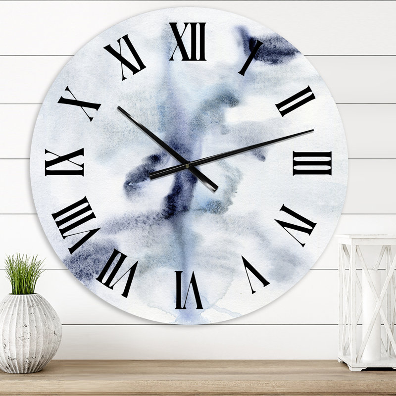 Abstrait de nuages bleu foncé V - horloge murale moderne, Surdimensionné