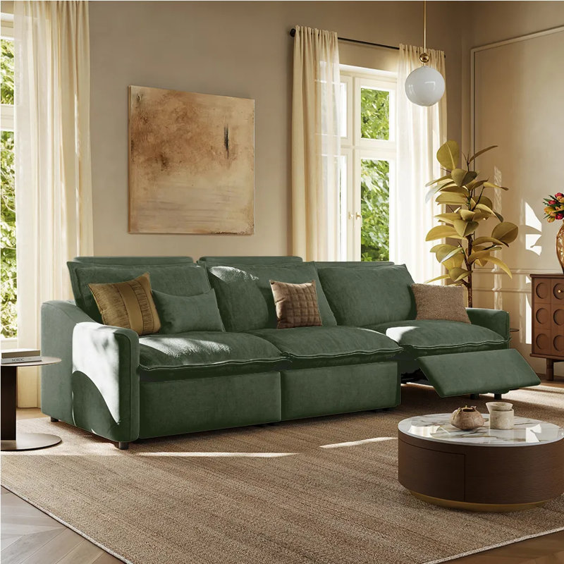 Ergopals Power Reclining Sofa, Green, 36" H x 121" W x 37.5" D, 3