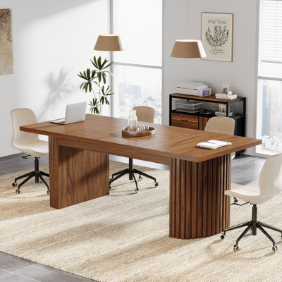 Table de conférence modulaire 6,56 pi, table de réunion 78,74 po avec base double, table de réunion modulaire