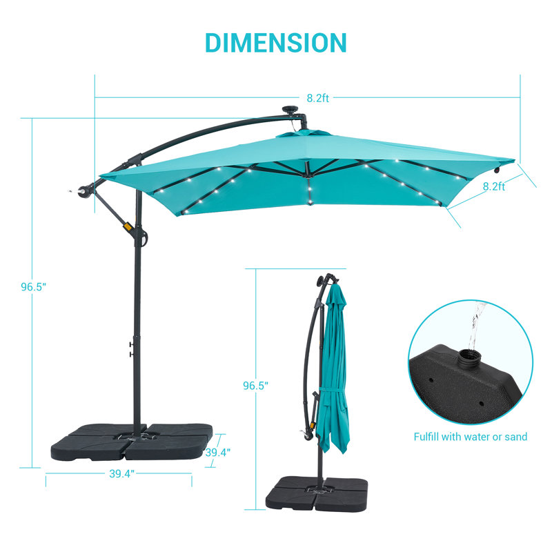 Parasol en porte-à-faux 98,4 po Dannii-Leigh, Bleu lac