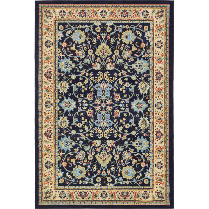 Tapis bourgogne Bhatari, Navy Blue, Rectangle 9'10" x 13'