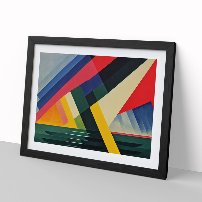Illuminated Modern Abstract - Single Picture Frame Print, 46cm H x 64cm W, Black