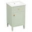 Meuble-lavabo de 20 po avec lavabo, tablette réglable, tiroir inclinable et bois d'hévéa pour les petits espaces de vie