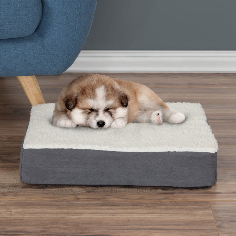 PETMAKER Orthopedic Dog Bed - 2-Layer Memory Foam Dog Bed with Removable Sherpa Cover, Gray Small