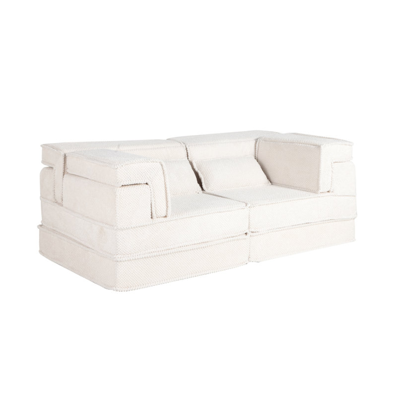 Compression Mahjong Sofa,Convertible Floor Sofa Bed,DIY Boneless Modular Sectional Sofa,No Assembly Required,Circle Fleece Fabric,Modern Oversized Loveseat,White