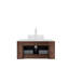 30" Wall - Mounted Bathroom Vanity With Striped Cabinet And White Ceramic Basin, Dark Walnut , Pre Assembled, Hardness Ceramic, Artificial Marble Tops, 3D Finish, Soft Close Undermount Drawer Slides