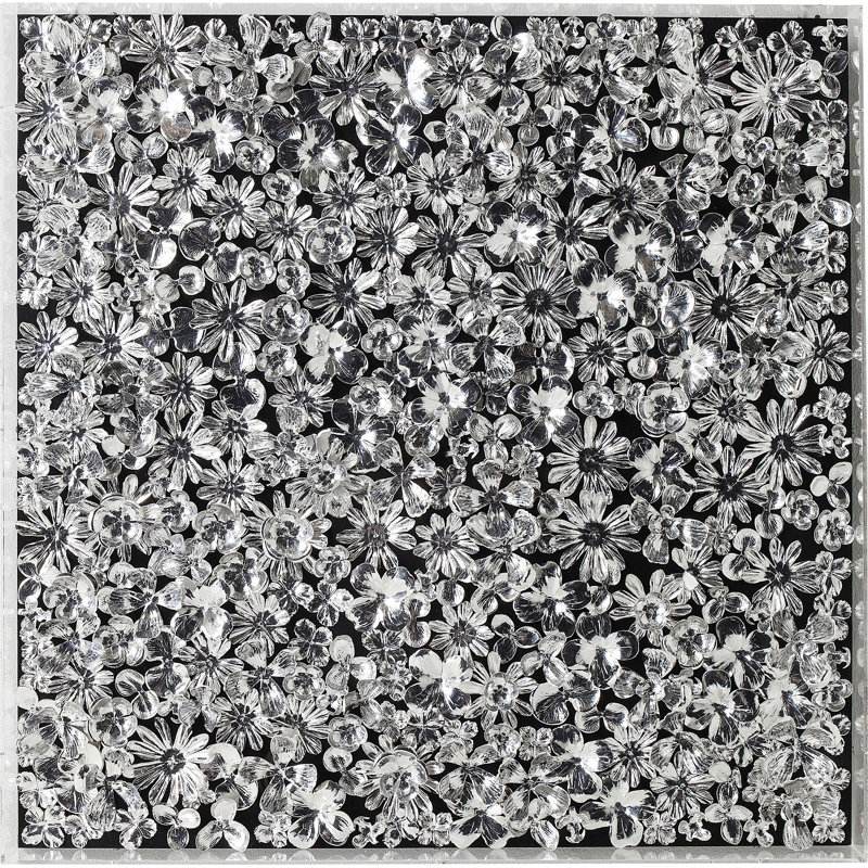 Object Picture Gold Flower, Silver, 100cm H x 100cm W x 8cm D