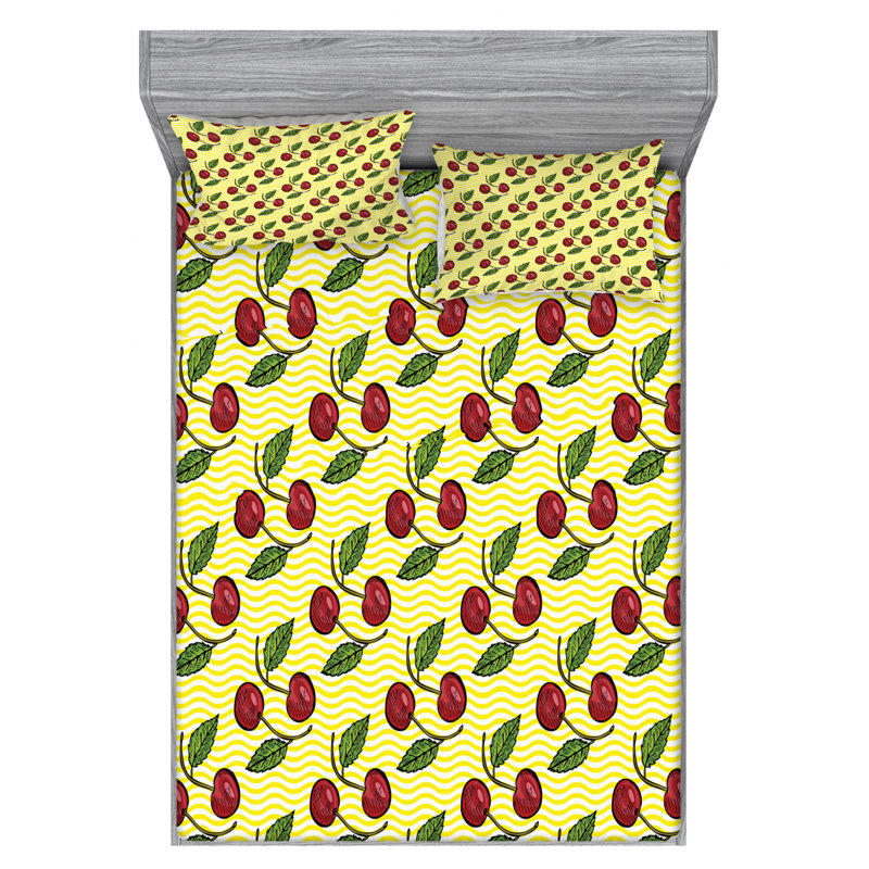 Microfiber Patterned Sheet Set, Full Sheet Set with Fitted Sheet and 2 Pillowcases