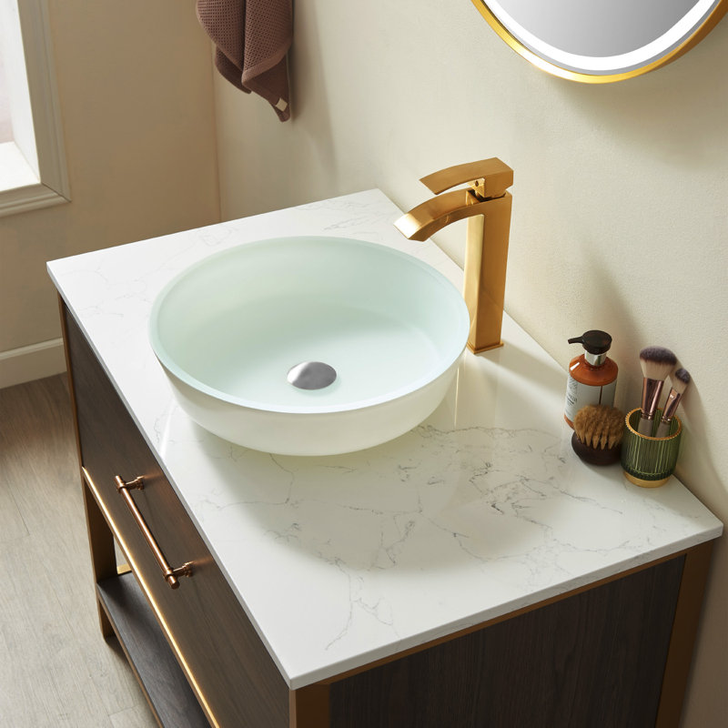 Matte Black Round Glass Bathroom Vessel Sink Bowl