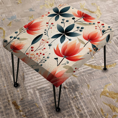 Elegant Red Floral Pattern III - Floral Rectangle Ottoman