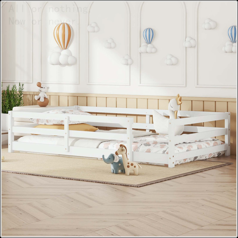 Lit simple avec clôture Montessori, Lit simple, Blanc