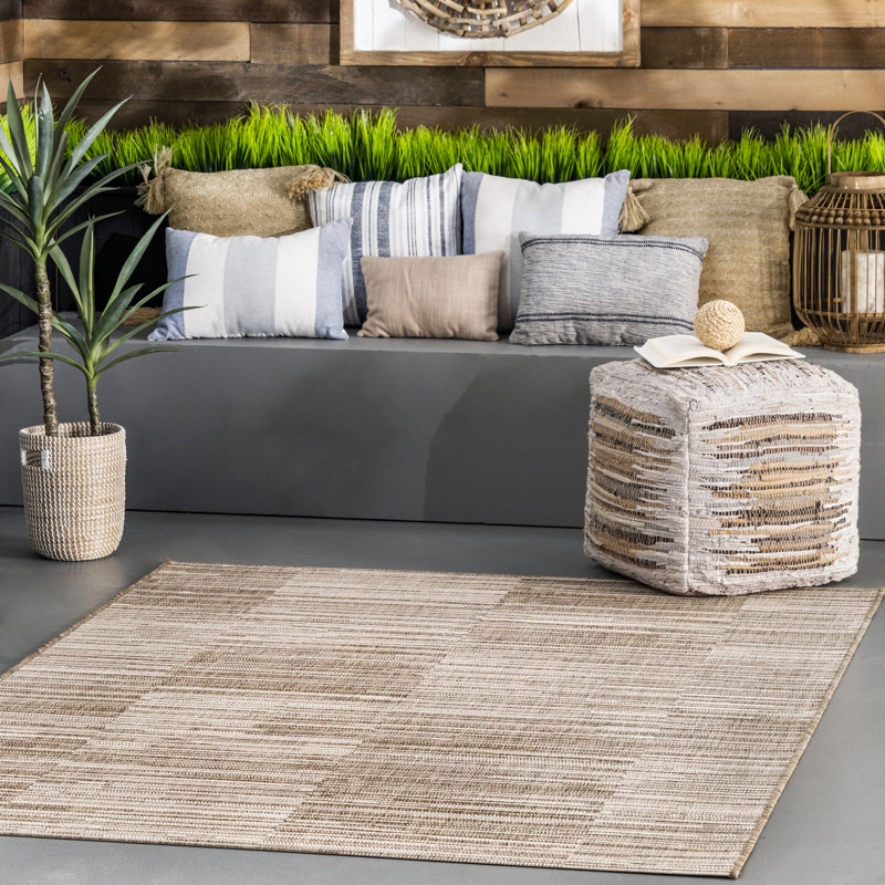 Tapis intérieur / extérieur beige Thalassa, Rectangle 5 pi 3 po x 7 pi 6 po