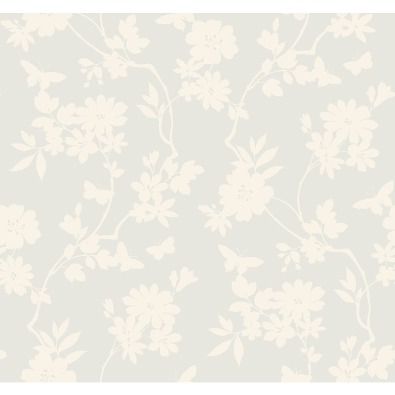 Flutter Vine Floral Wallpaper Roll by Candice Olson, White