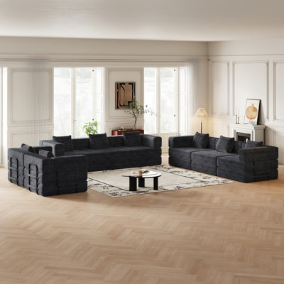 8 Seater Folding Sofa Bed, Corduroy Fabric Sofa With Side Storage Pockets And Cushions, Comfortable Folding Sofa Bed For Living Room, Bedroom And Study, Carpeted Sofa.