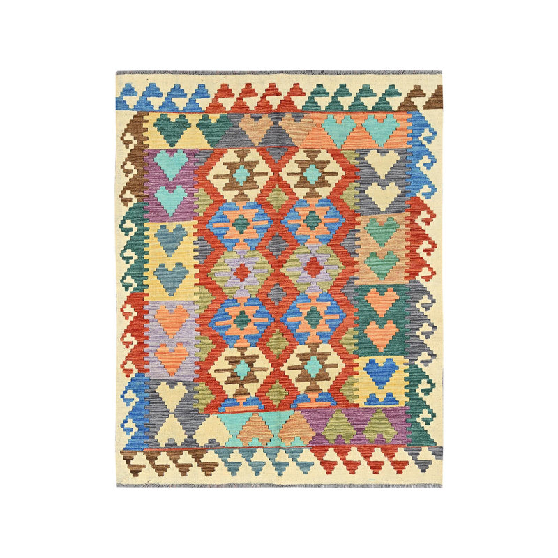 Tapis oriental multicolore en laine tissé à la main 5 pi 0 po x 6 pi 4 po - MOA1021205