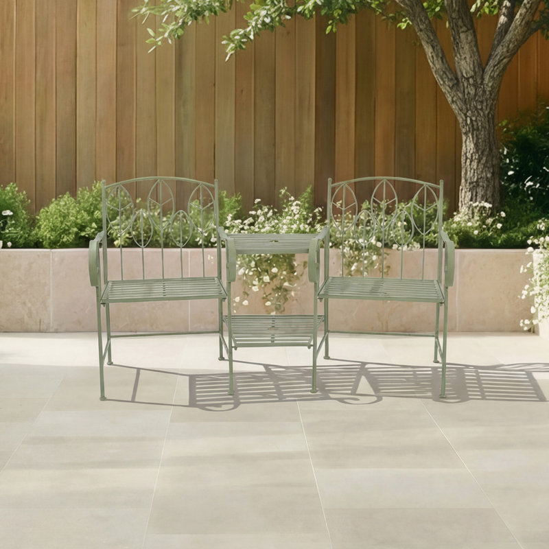 Wrought Iron Outdoor Bench, Green