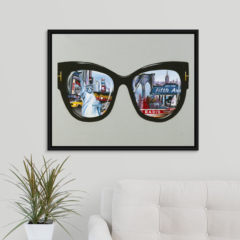 « city shades i », peinture sur toile, H 25,7 po x l 31,7 po x P 1,75 po, Cadre flottant noir