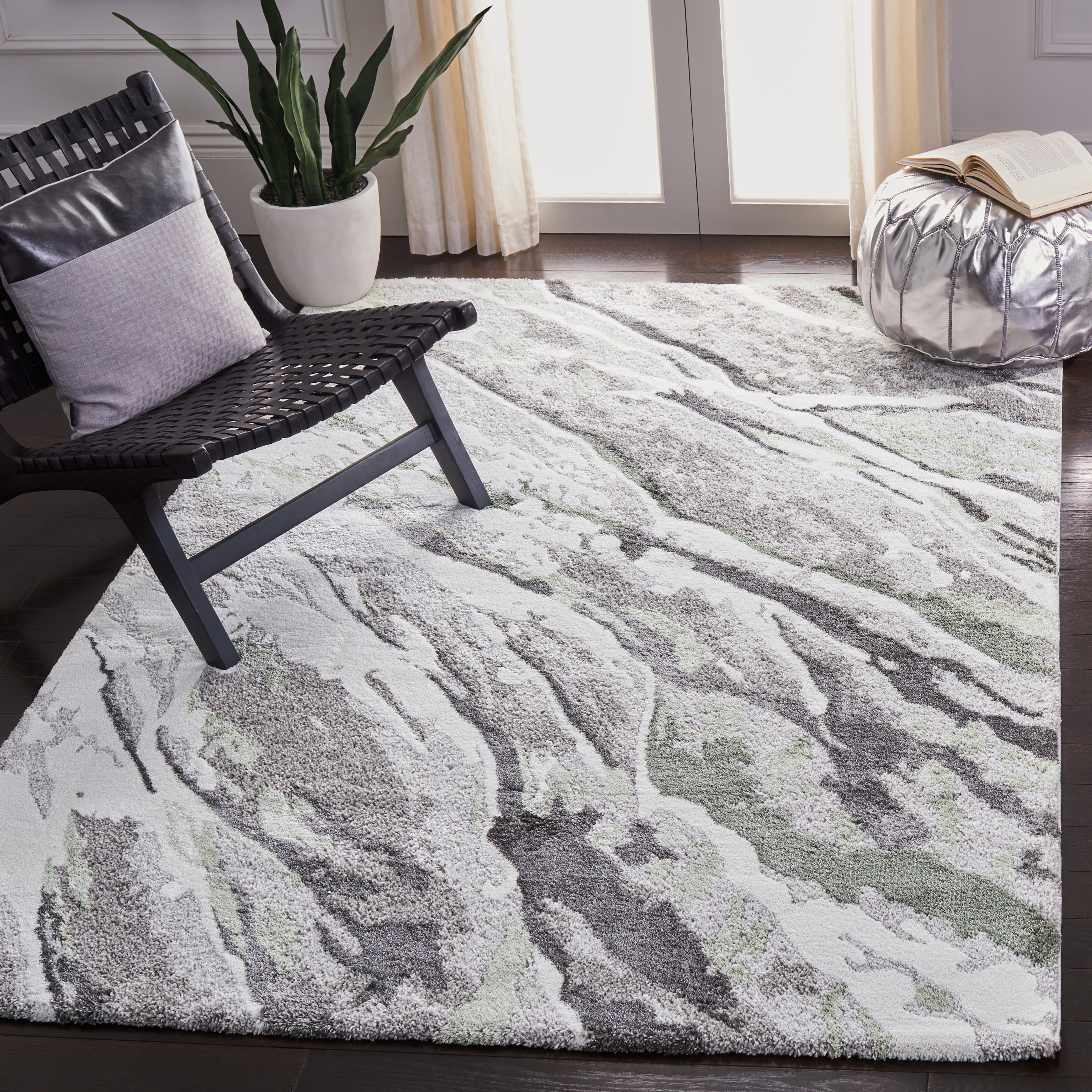 Grovesend Abstract Grey/Green Area Rug